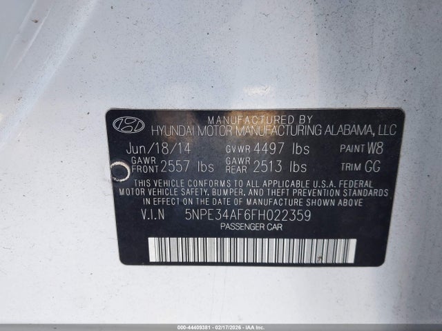 5NPE34AF6FH022359 Hyundai Sonata Sport