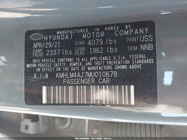 Продажа на аукционе авто 2021 Hyundai Elantra Hybrid Blue, vin: KMHLM4AJ7MU010678, номер лота: 44409400
