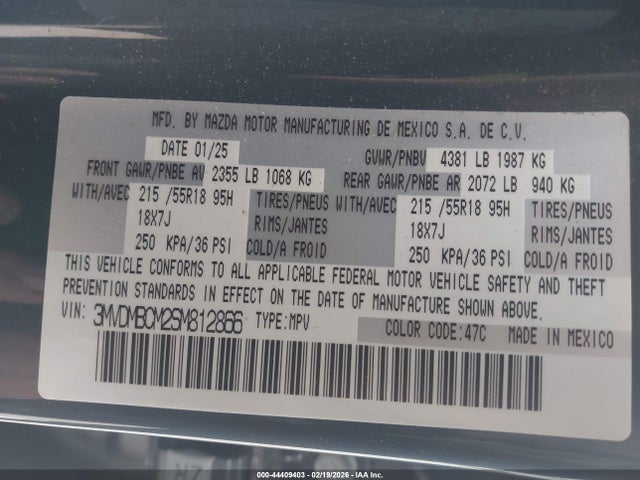 Продажа на аукционе авто 2025 Mazda Cx-30 2.5 S Carbon Edition, vin: 3MVDMBCM2SM812866, номер лота: 44409403