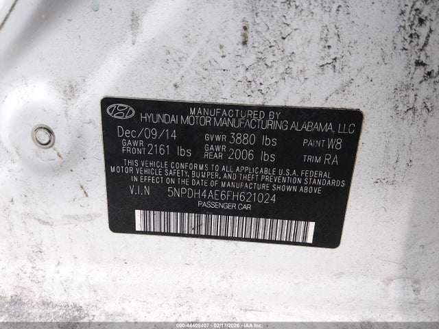 Aukcja sprzedaży 2015 Hyundai Elantra Se, vin: 5NPDH4AE6FH621024, numer aukcji: 44409407