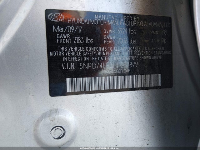 2017 HYUNDAI ELANTRA 5NPD74LF8HH202829 Photo 8