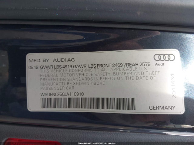 2018 AUDI A5 WAUENCF50JA110910 Photo 8