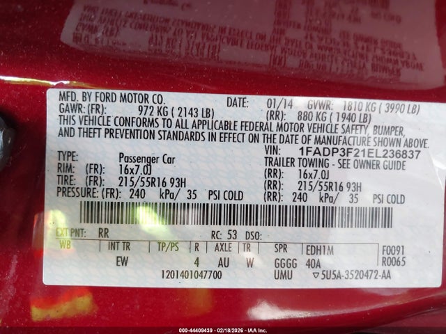 Ford FOCUS SE 2014 1FADP3F21EL236837 Image 9