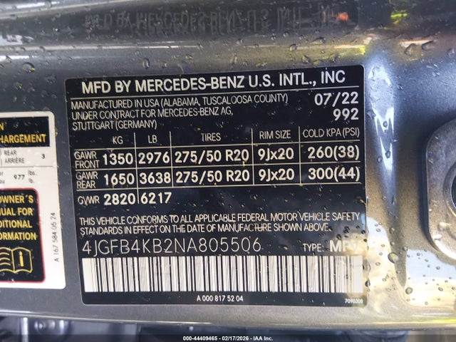 Продаж на аукціоні авто 2022 Mercedes-benz Gle 350 4matic, vin: 4JGFB4KB2NA805506, номер лоту: 44409465