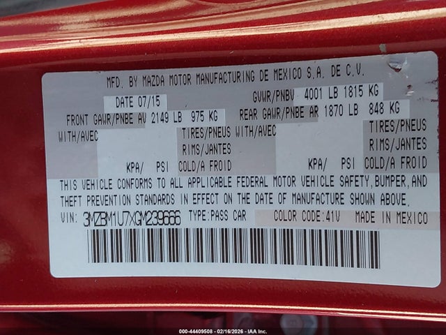 2016 MAZDA MAZDA3 3MZBM1U7XGM239666 Photo 8