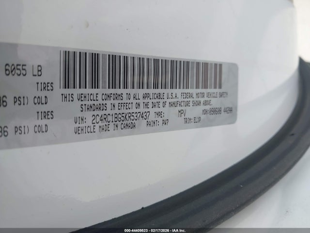 Aukcja sprzedaży 2019 Chrysler Pacifica Touring L, vin: 2C4RC1BG5KR537437, numer aukcji: 44409523