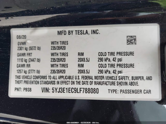 2020 TESLA MODEL 3 5YJ3E1EC9LF788080 Photo 8
