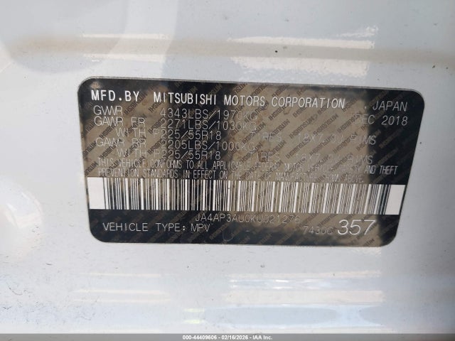 2019 MITSUBISHI OUTLANDER SPORT JA4AP3AU0KU021276 Photo 8