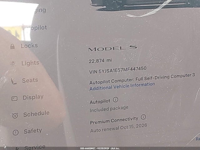 2021 TESLA MODEL S 5YJSA1E57MF447450 Photo 6