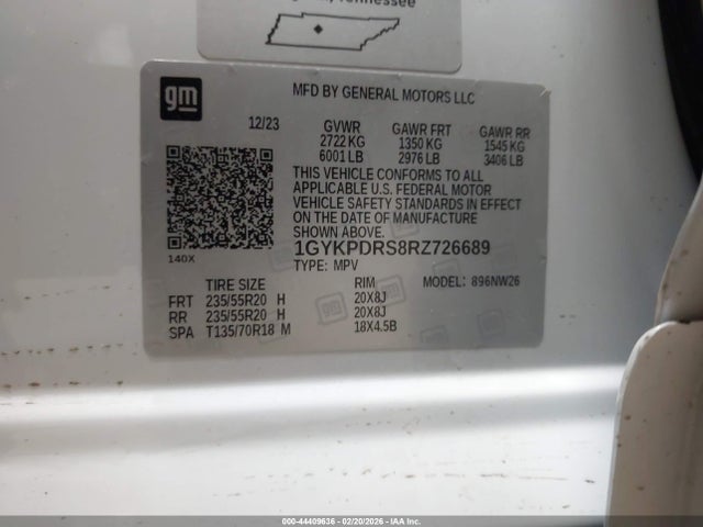 1GYKPDRS8RZ726689 Cadillac Xt6 Awd Premium Luxury
