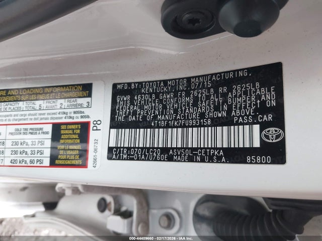 Toyota CAMRY XSE 2015 4T1BF1FK7FU993158 Image 9