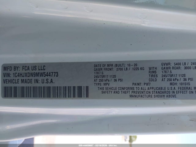 2021 JEEP WRANGLER UNLIMITED 1C4HJXDN9MW544773 Photo 8