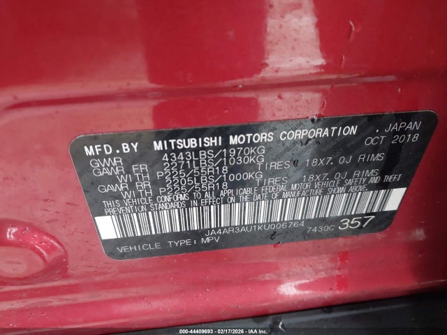 2019 MITSUBISHI OUTLANDER SPORT JA4AR3AU1KU006764 Photo 8