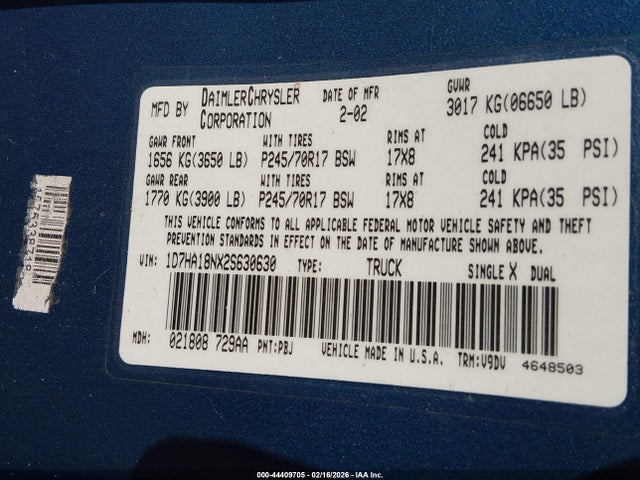 2002 DODGE RAM 1500 1D7HA18NX2S630630 Photo 8