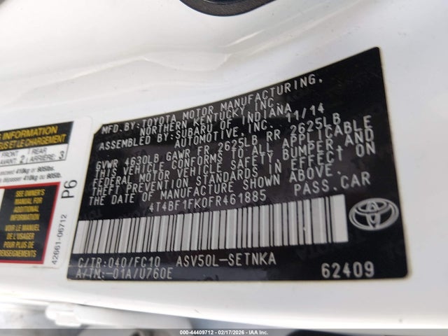 Toyota CAMRY LE 2015 4T4BF1FK0FR461885 Image 9