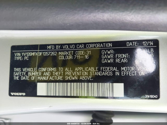 2015 VOLVO S60 YV126MFK9F1357262 Photo 8