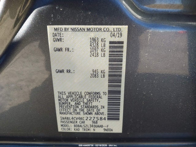 2019 NISSAN ALTIMA 1N4BL4CV4KC227584 Photo 8
