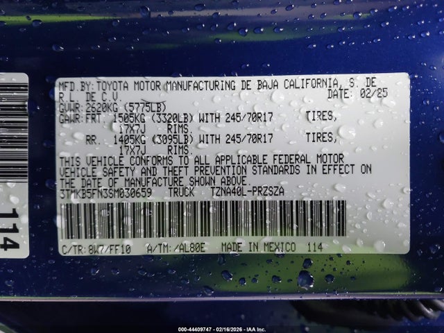 Toyota Tacoma Sr5 2025 3TMKB5FN3SM030659 Image 9