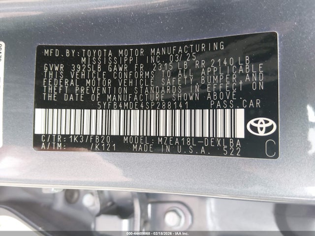 Toyota COROLLA LE 2025 5YFB4MDE4SP288141 Image 9