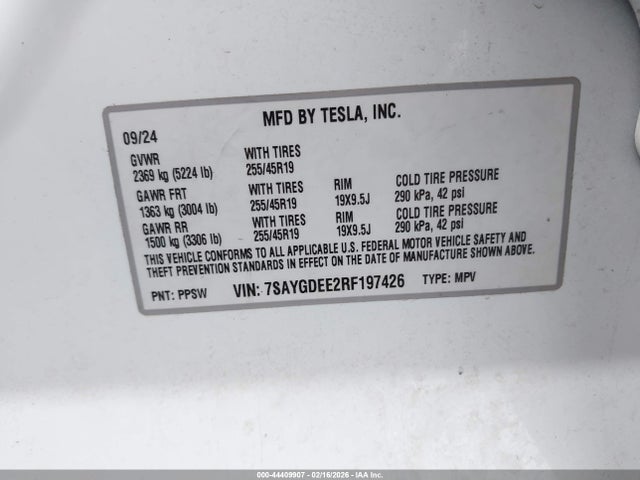 2024 TESLA MODEL Y 7SAYGDEE2RF197426 Photo 8