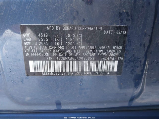 4S3BNAB60K3030859 Subaru Legacy 2.5i