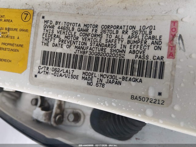 2002 LEXUS ES 300 JTHBF30G820020052 Photo 8