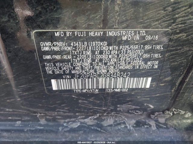 Subaru Crosstrek 2.0i Premium 2016 JF2GPABC2G8348242 Image 9