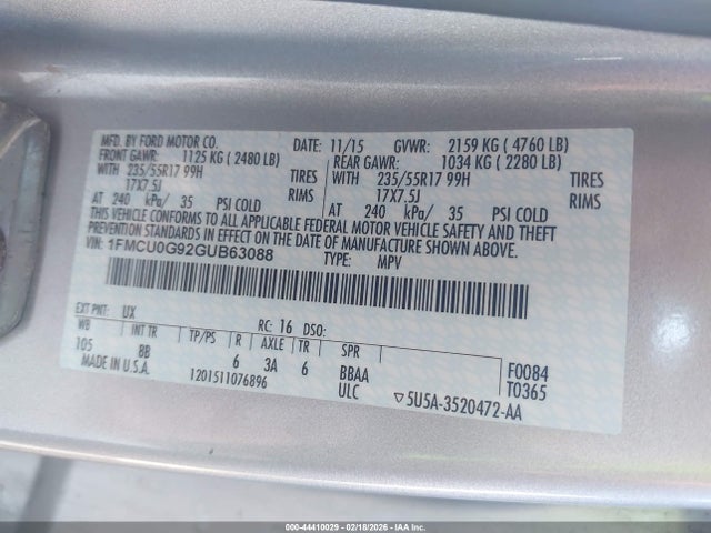 2016 FORD ESCAPE 1FMCU0G92GUB63088 Photo 8