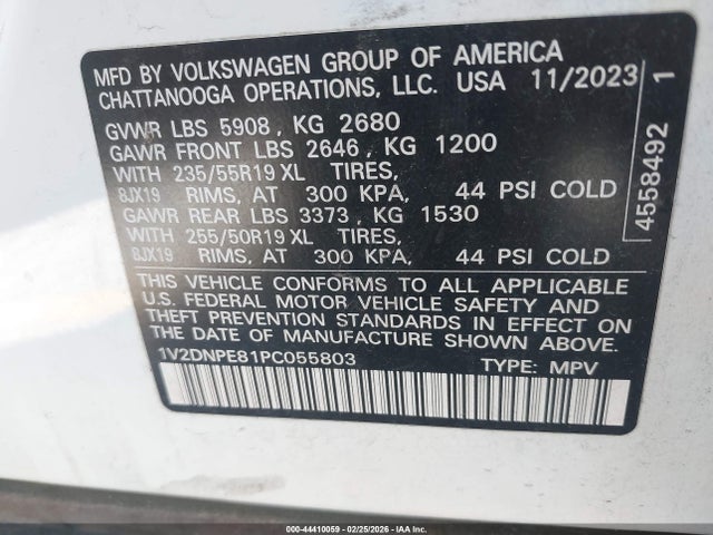 Продажа на аукционе авто 2023 Volkswagen Id.4 Awd Pro, vin: 1V2DNPE81PC055803, номер лота: 44410059