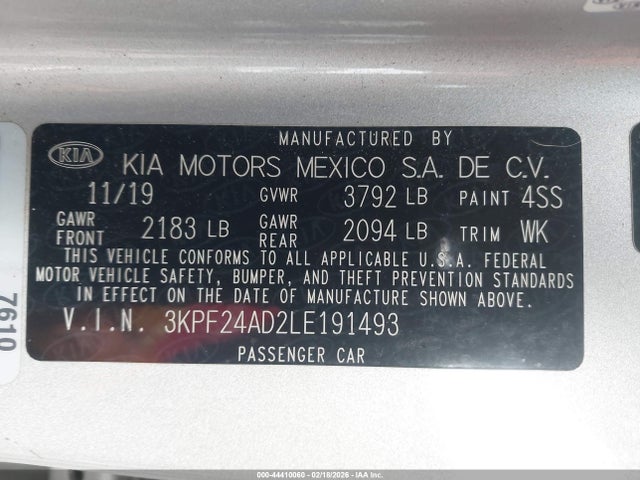 KIA Forte Lxs 2020 3KPF24AD2LE191493 Image 9