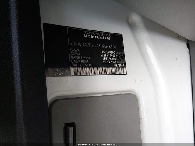 Продажа на аукционе авто 2017 Mercedes-benz Sprinter 3500 High Roof V6, vin: WDAPF1CD5HP546901, номер лота: 44410073