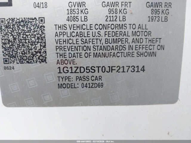 2018 CHEVROLET MALIBU 1G1ZD5ST0JF217314 Photo 8