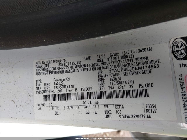 Ford FIESTA SE 2014 3FADP4EJ9EM174553 Image 9