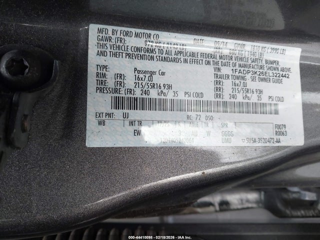 1FADP3K26EL322442 Ford FOCUS SE