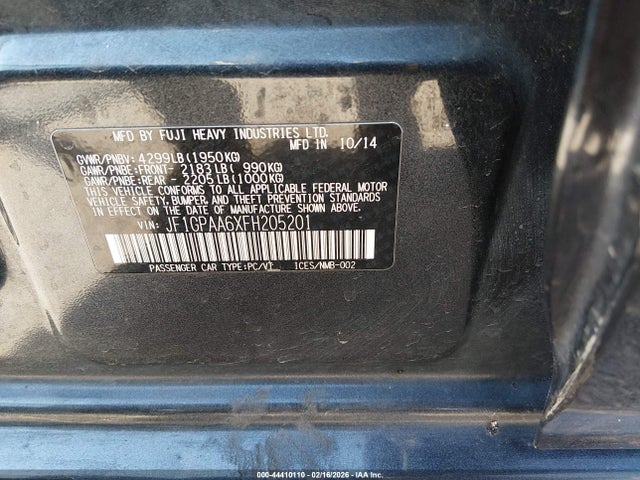 Subaru Impreza 2.0i 2015 JF1GPAA6XFH205201 Image 9