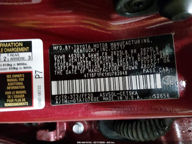 4T1BF1FK1HU783948 Toyota CAMRY SE