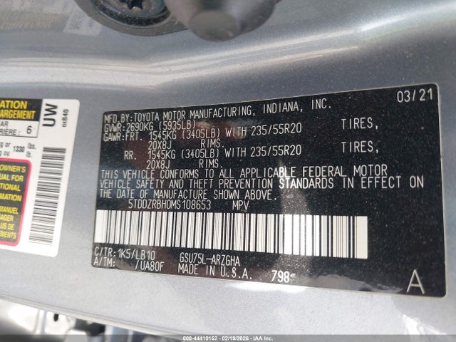 Toyota Highlander Limited 2021 5TDDZRBH0MS108653 Image 9