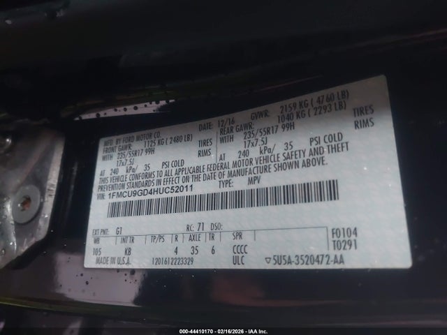 2017 FORD ESCAPE 1FMCU9GD4HUC52011 Photo 8