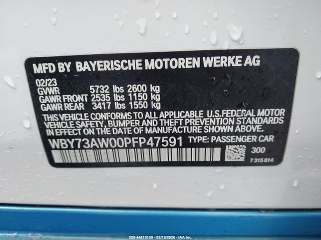 Продаж на аукціоні авто 2023 Bmw I4 Edrive40, vin: WBY73AW00PFP47591, номер лоту: 44410189