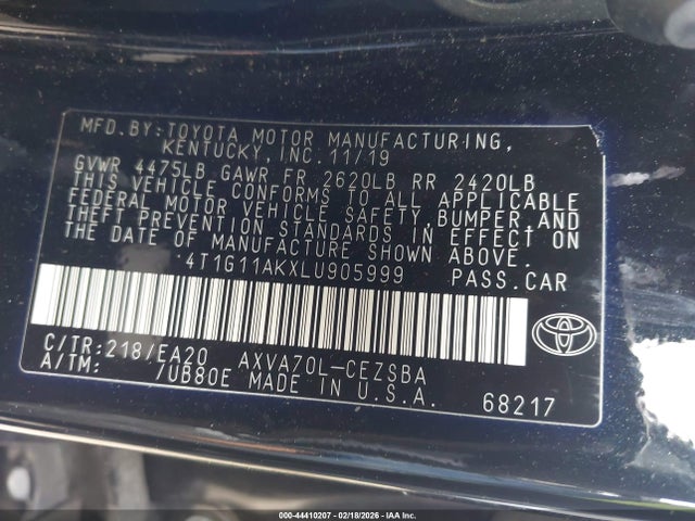 4T1G11AKXLU905999 Toyota CAMRY SE