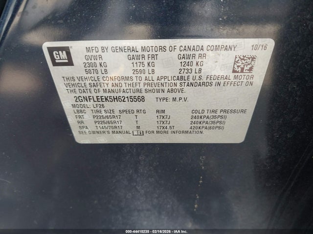 Chevrolet EQUINOX LS 2017 2GNFLEEK5H6215568 Image 9