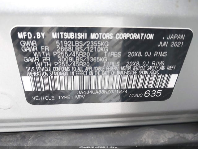 2022 MITSUBISHI OUTLANDER JA4J4UA88NZ021874 Photo 8