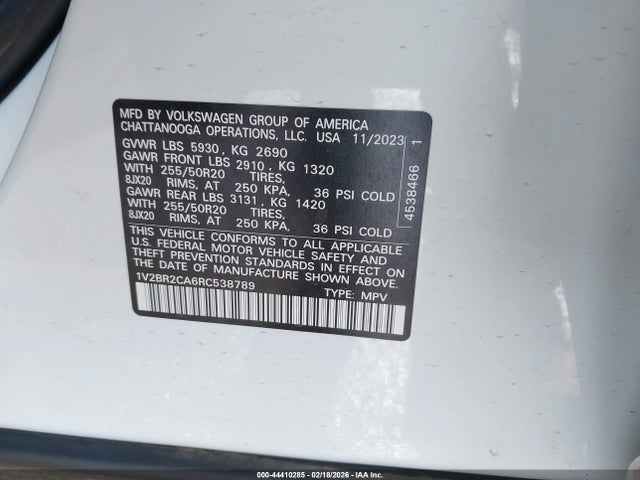 2024 VOLKSWAGEN ATLAS 1V2BR2CA6RC538789 Photo 8