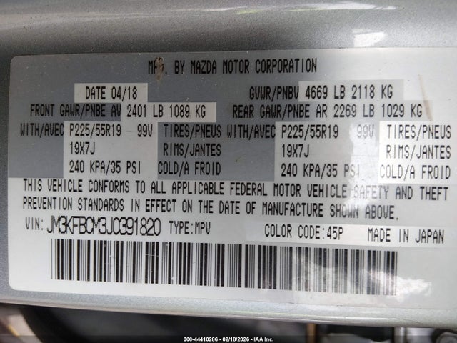 JM3KFBCM3J0391820 Mazda Cx-5 Touring