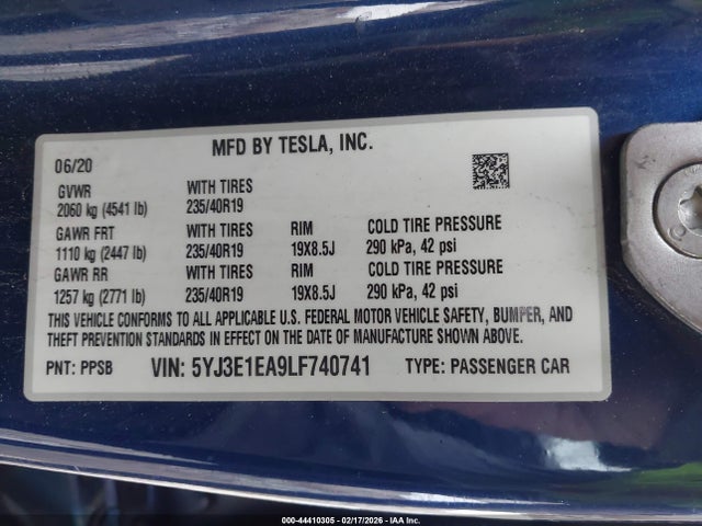 2020 TESLA MODEL 3 5YJ3E1EA9LF740741 Photo 8