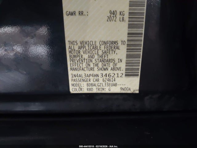1N4AL3AP4HN346212 Nissan Altima 2.5 S