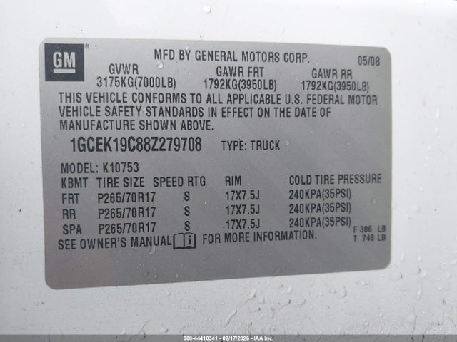 2008 CHEVROLET SILVERADO 1500 1GCEK19C88Z279708 Photo 8