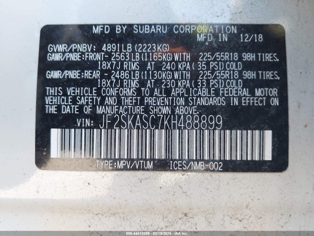 2019 SUBARU FORESTER JF2SKASC7KH488899 Photo 8