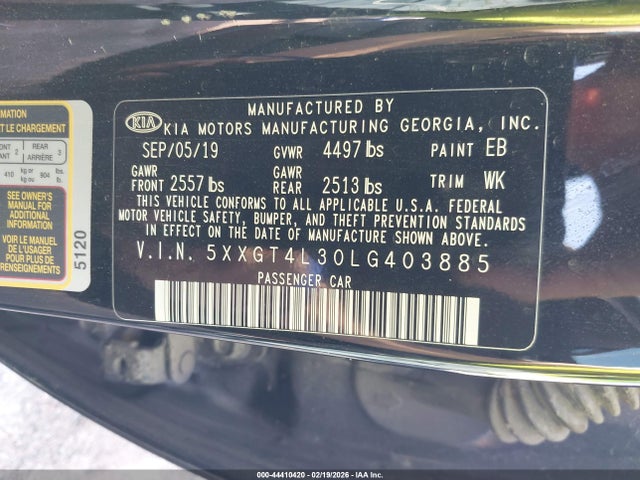 Продаж на аукціоні авто 2020 Kia Optima Lx, vin: 5XXGT4L30LG403885, номер лоту: 44410420