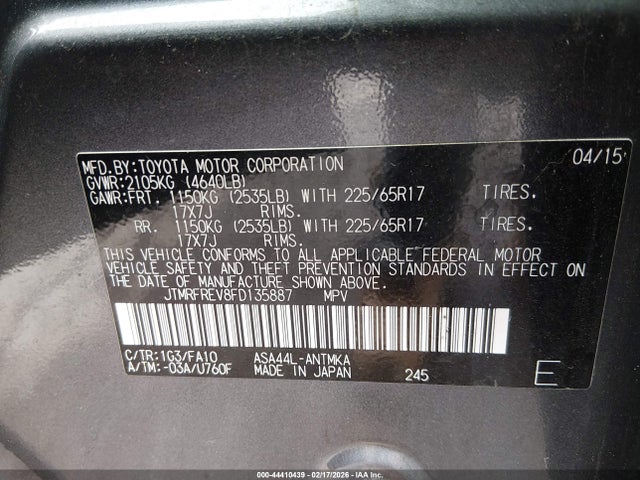 Toyota Rav4 Xle 2015 JTMRFREV8FD135887 Image 9
